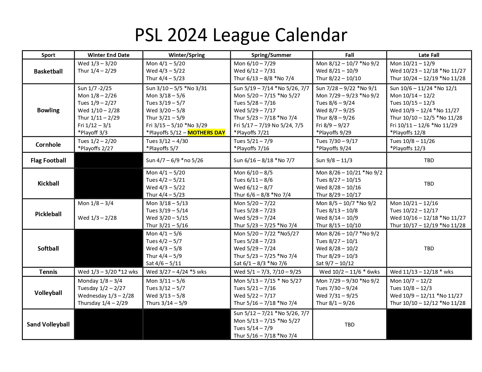 PSL 2024 League Planning Dates PUMP